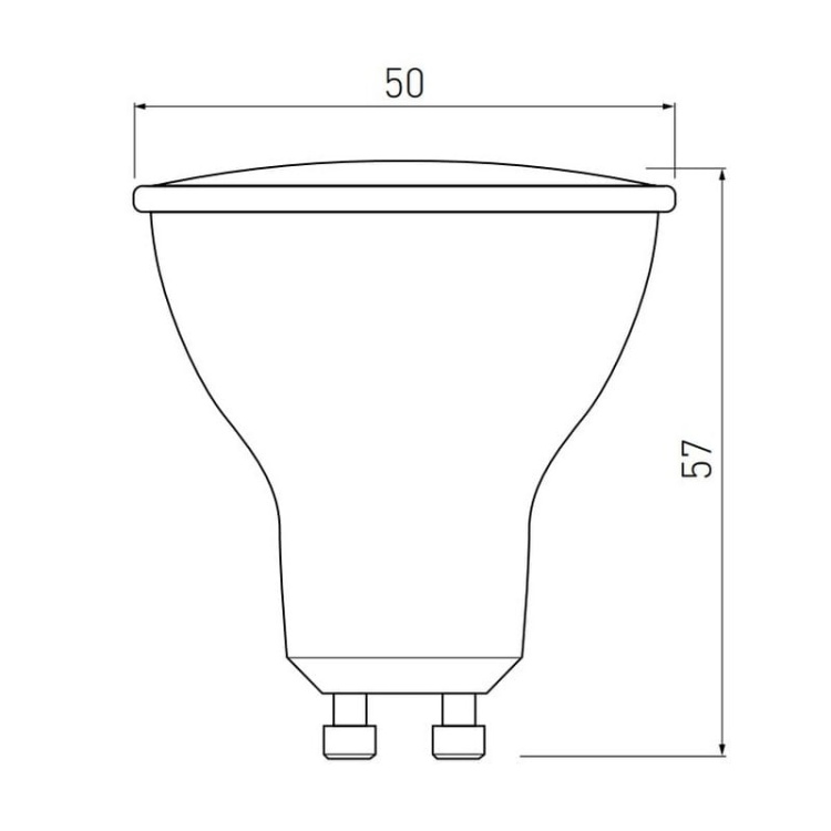 Żarówka LED GU10 3=26W 260lm 3000K b. ciepła 230V 105° GTV wymiary.jpg
