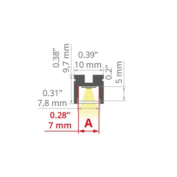 Profil LED PIKO ZM - wymiary