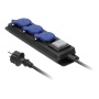 Przedłużacz warsztatowy bryzgoszczelny z wyłącznikiem IP44, 3 gniazda 2P+Z IP44, przewód gumowy, H05RR-F 3x1,5mm², długość 5m