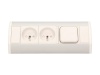Gniazdo meblowe 2x2P+Z z wyłącznikiem, biało-srebrne