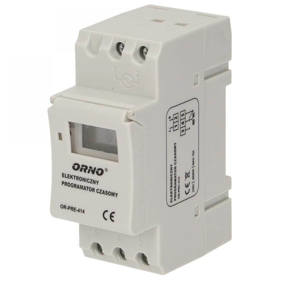 Elektroniczny programator czasowy, 16 programów, 2 moduły, DIN TH-35mm