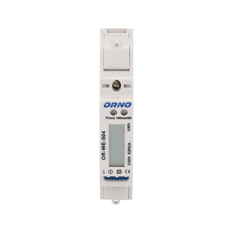 1-fazowy wskaźnik zużycia energii elektrycznej, 80A, port RS-485, 1 moduł, DIN TH-35mm