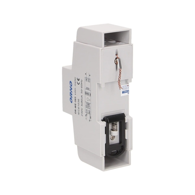 1-fazowy wskaźnik zużycia energii elektrycznej, 80A, dodatkowy wskaźnik, wyjście impulsowe, przycisk RESET, 2 moduły, DIN TH-35mm
