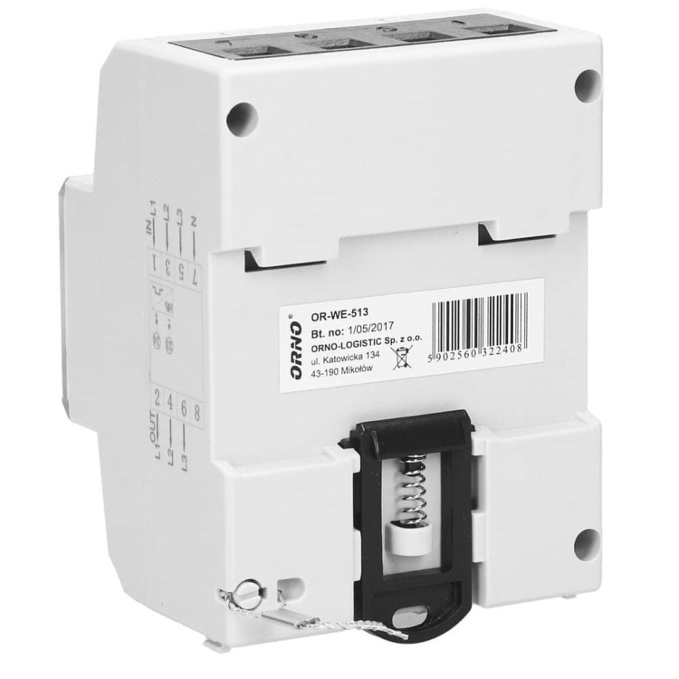 3-fazowy licznik energii elektrycznej, 80A, MID, 4,5 moduły, DIN TH-35mm
