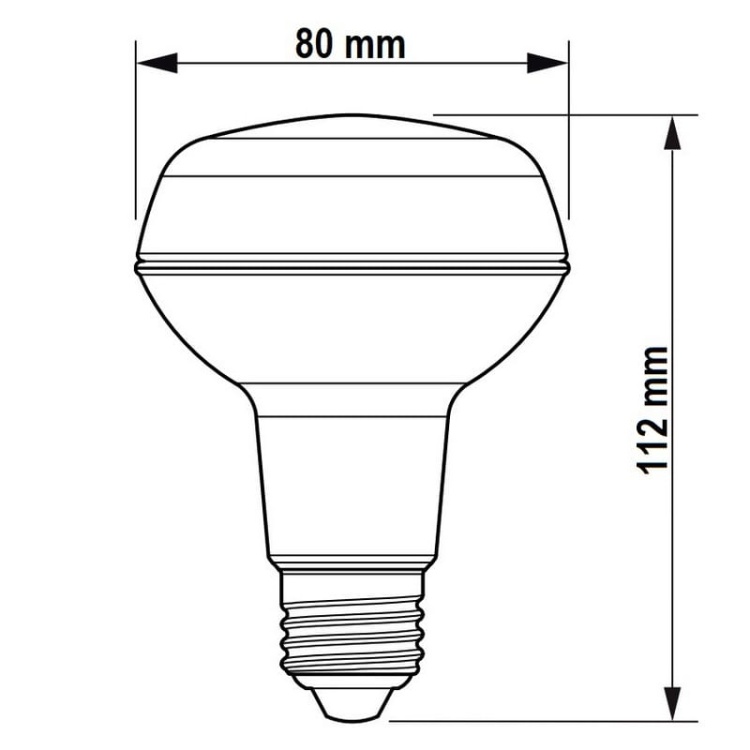Żarówka LED reflektorowa Philips CorePro LEDspot R80 4-60W E27 827 b. ciepła 36D 345lm wymiary.jpg
