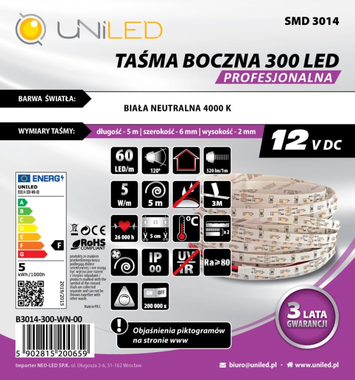 Taśma boczna B3014-300-WN  UNILED