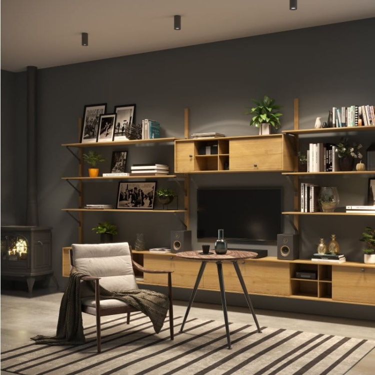 Oprawa natynkowa LED PRIME 10W 4000K 1000lm czarna IP20 GTV aranżacja salonu.jpg