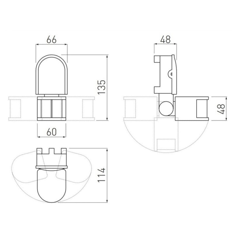 Czujnik ruchu PIR CR-2 natynkowy detekcja 180° do 12m biały IP44 GTV wymiary.jpg