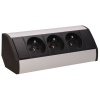 Gniazdo meblowe 3x2P+Z, czarno-srebrne
