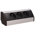 Gniazdo meblowe 3x2P+Z, czarno-srebrne