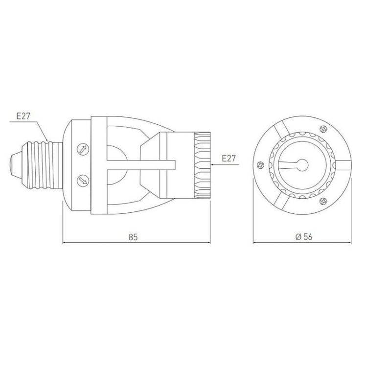 Oprawka do żarówki E27 230V z czujnik ruchu na podczerwień 360° CR-6 IP20 biały GTV wymiary.jpg