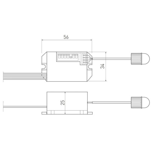 Czujnik ruchu PIR CR-7 z sensorem zewewnętrznym detekcja 360° do 6m biały IP20 GTV wymiary.jpg