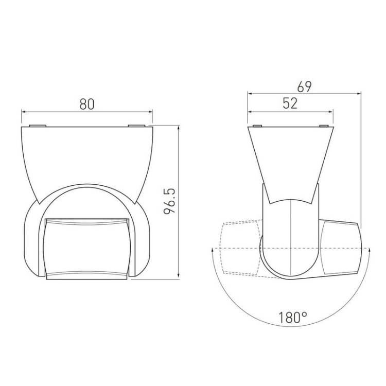 Czujnik ruchu PIR natynkowy detekcja 180° do 8m biały IP65 GTV wymiary.jpg