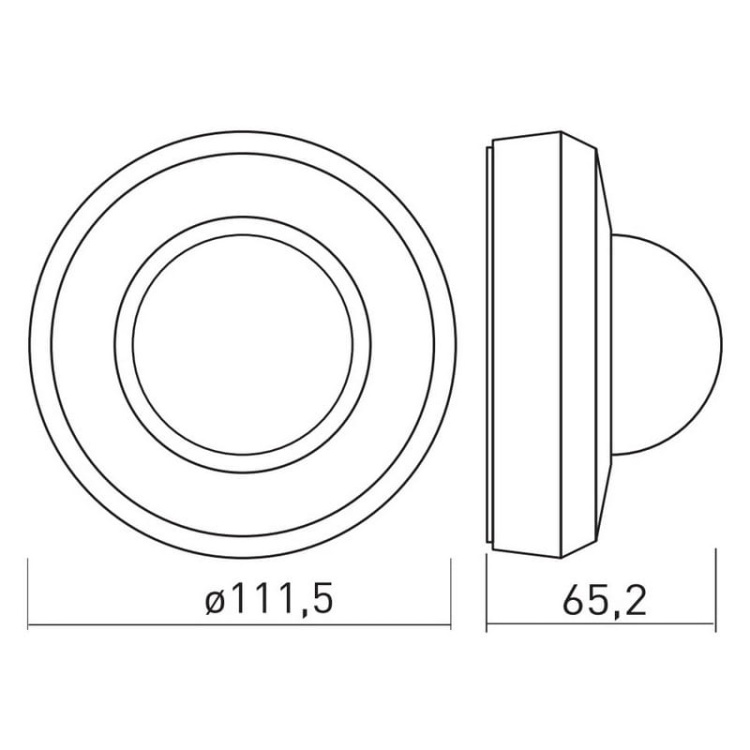 Czujnik ruchu i obecności PIR CR-19 natynkowy detekcja 360° do 20m biały IP20 GTV wymiary.jpg