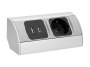 Gniazdo meblowe ładowarka USB przewód 0,5m 1x2P+Z 2xUSB schuko srebrne bok