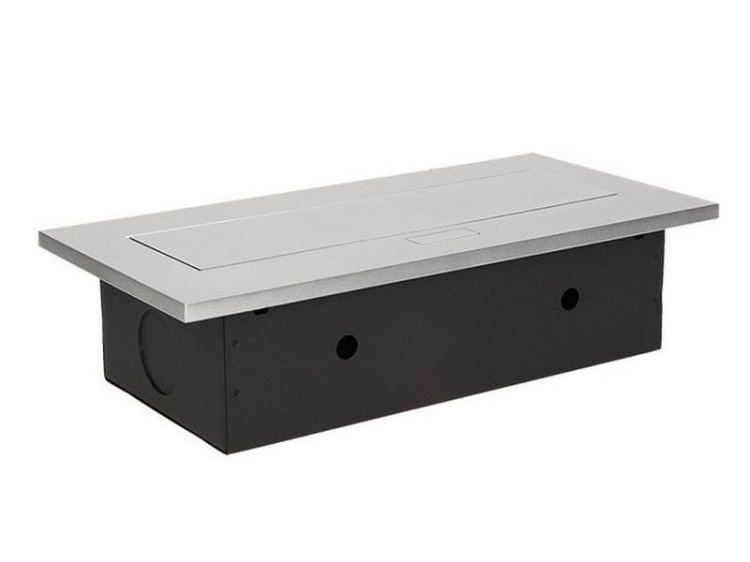 Gniazdo meblowe wpuszczane w blat z grubym rantem 2x2P+Z 3xUSB srebrne