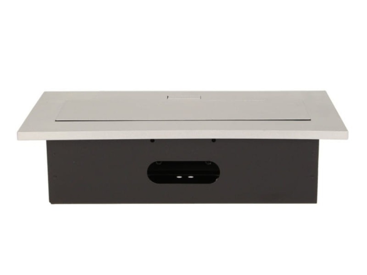 Gniazdo meblowe wpuszczane w blat z grubym rantem 2x2P+Z 3xUSB srebrne