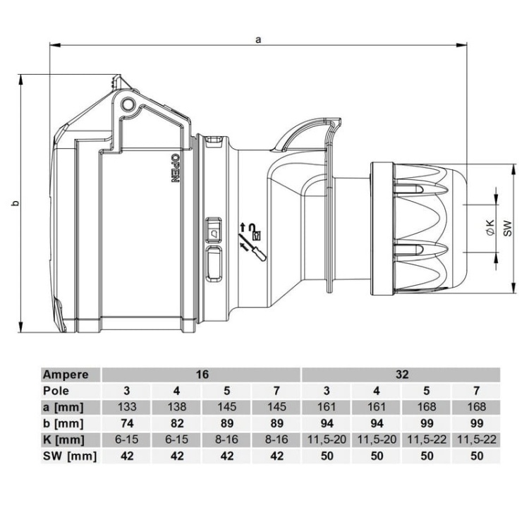 Gniazdo przenośne 32A IP44 5P 225-6 PCE wymiary.jpg