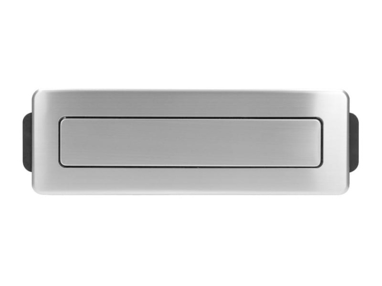 Gniazdo wysuwane z blatu z frezowanym rantem ładowarką USB przewód 2m 3x2P+Z 2xUSB srebrne przód otwarte