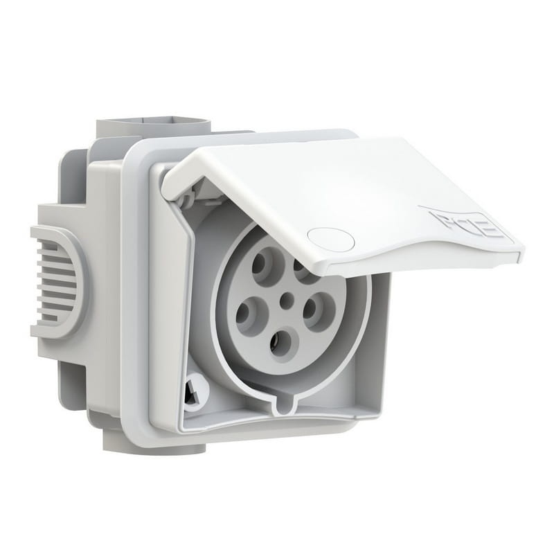 Gniazdo podtynkowe przelotowe 32A IP44 5P białe 895-6V PCE