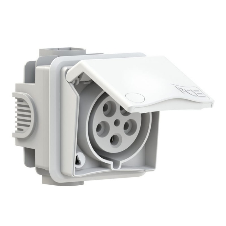 Gniazdo podtynkowe przelotowe 32A IP44 5P białe 895-6V PCE