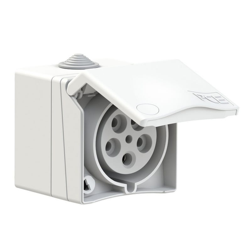 Gniazdo natynkowe przelotowe 3P+N+E 32A IP44 5P białe 875-6V PCE