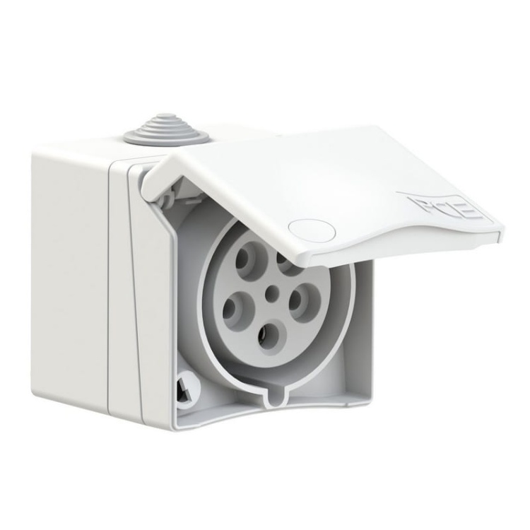 Gniazdo natynkowe przelotowe 3P+N+E 32A IP44 5P białe 875-6V PCE