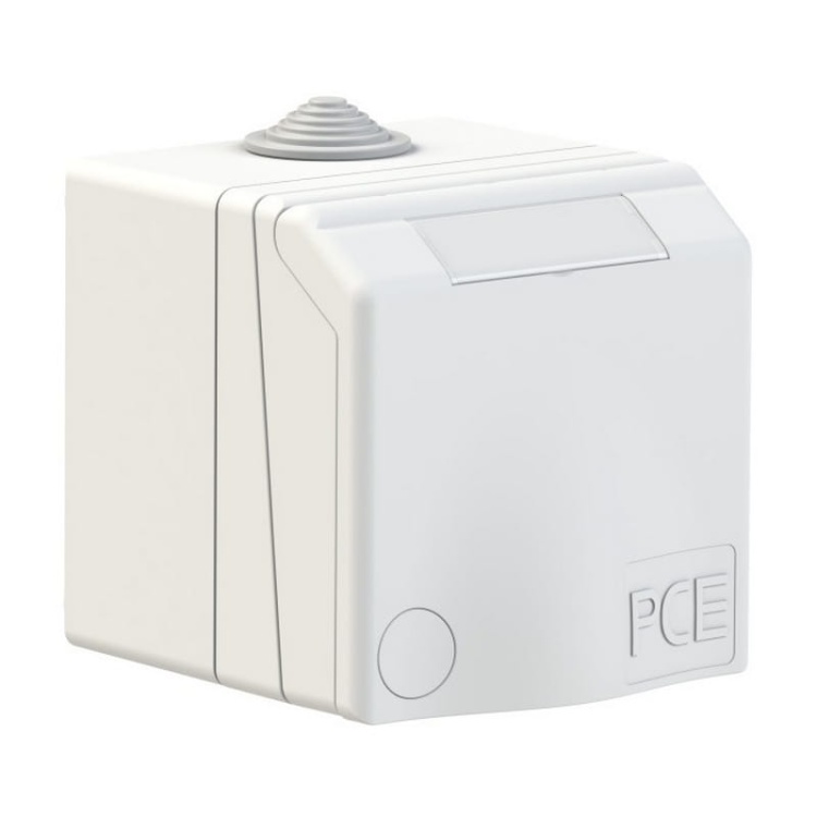 Gniazdo natynkowe przelotowe 3P+N+E 32A IP44 5P białe 875-6V PCE zamknięte