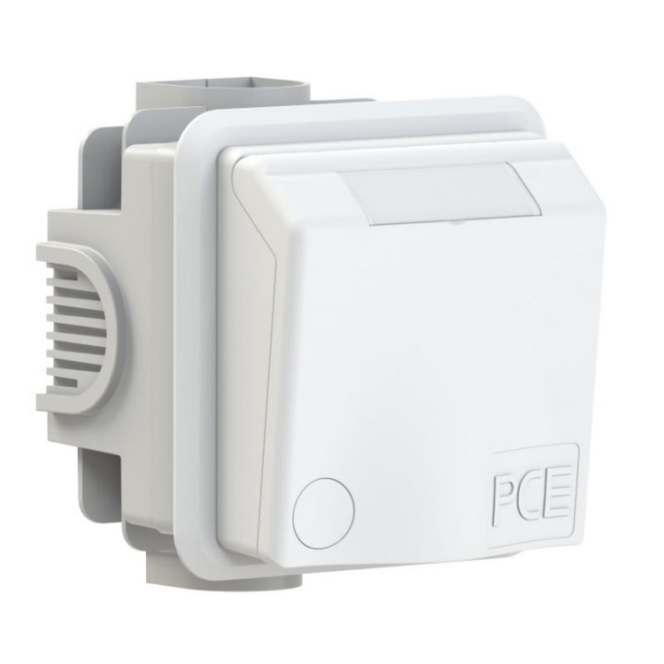 Gniazdo podtynkowe przelotowe 3P+N+E 16A IP44 5P białe 885-6V PCE zamknięte