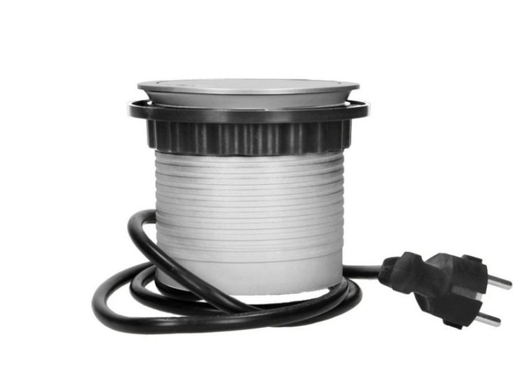 Gniazdo meblowe Ø10cm wysuwane z blatu przewód 1,5m 4x2P+Z schuko