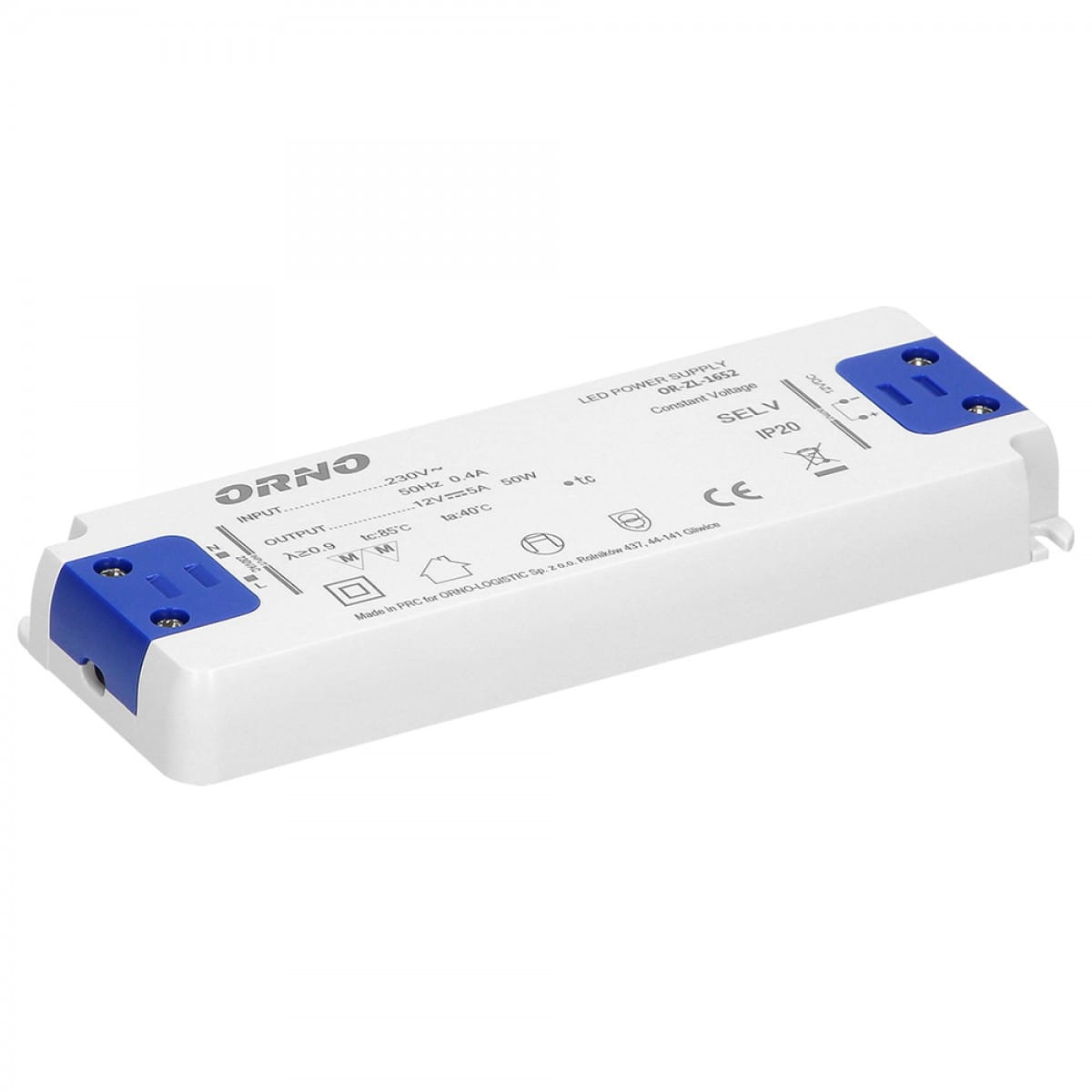 Zasilacz płaski do LED  12VDC 50W, IP20 wysokość 18mm