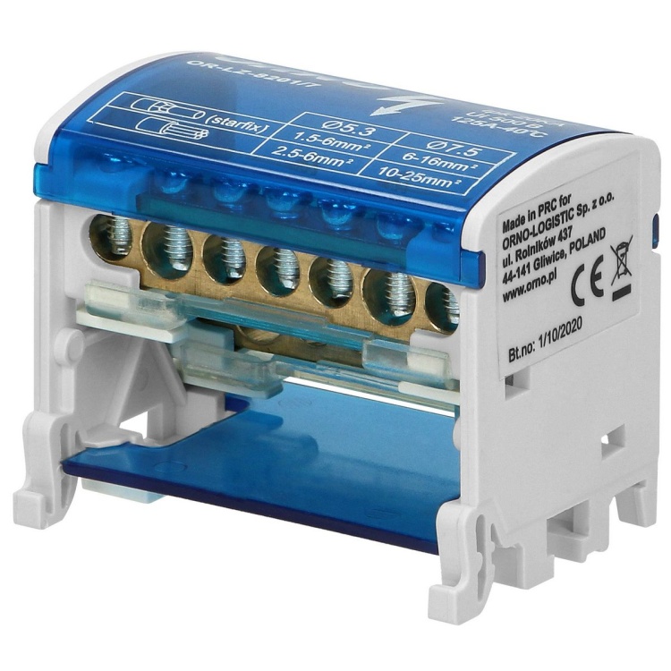 Blok rozdzielczy 2-rzędowy, 7 przewodów ORLZ82017 5908254809163
