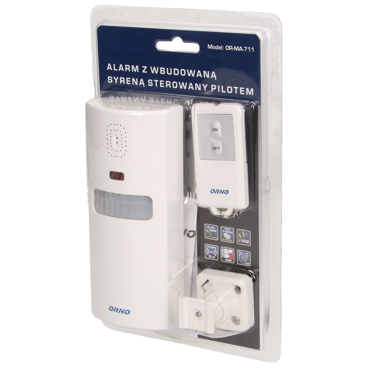 Alarm z wbudowaną syreną, sterowany pilotem, 6m, bateryjny ORMA711 5901752486041 - opakowanie