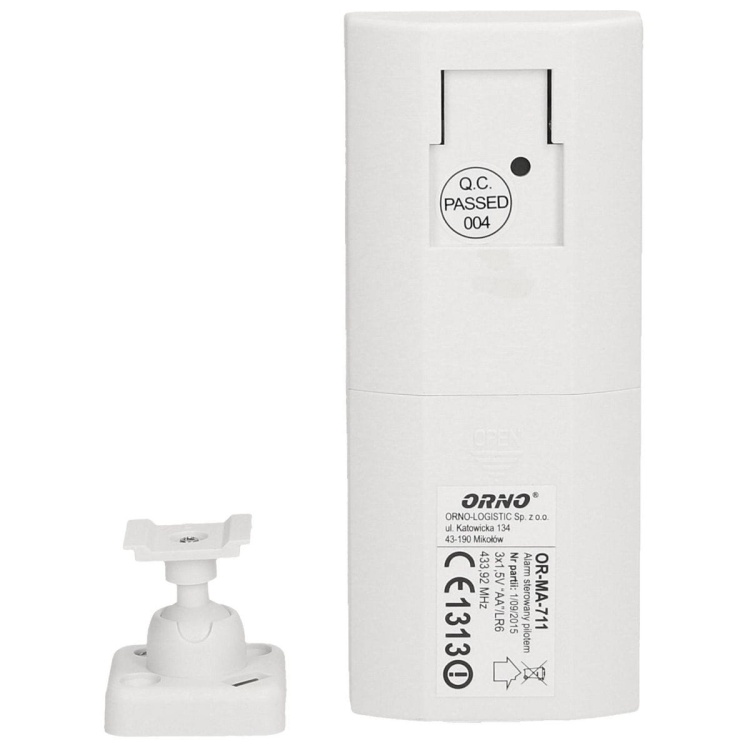 Alarm z wbudowaną syreną, sterowany pilotem, 6m, bateryjny ORMA711 5901752486041 widok z tyłu