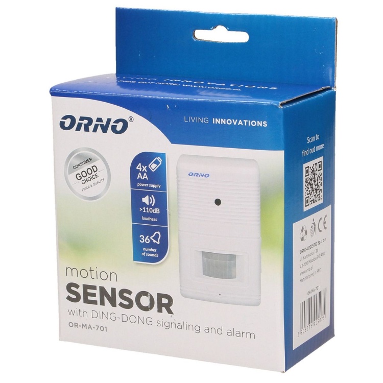 Czujnik ruchu z sygnalizacją i z alarmem DING-DONG, 4-5m, bateryjny 5908235905075