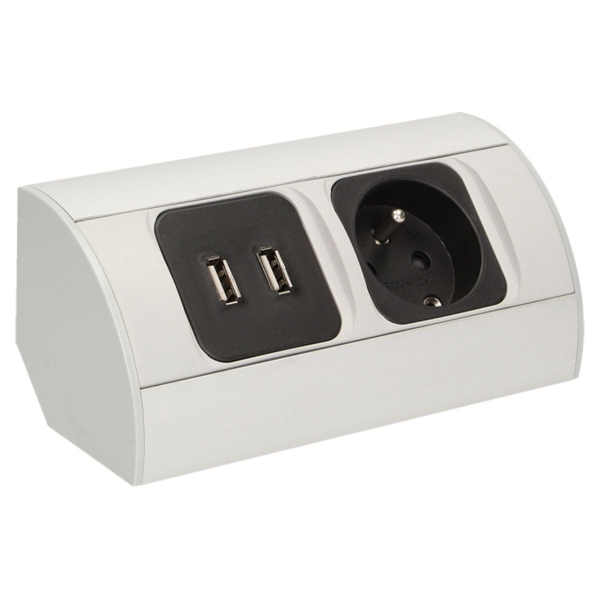 Gniazdo meblowe ładowarka USB przewód 0,5m 1x2P+Z 2xUSB bok