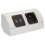 Gniazdo meblowe ładowarka USB przewód 0,5m 1x2P+Z 2xUSB bok