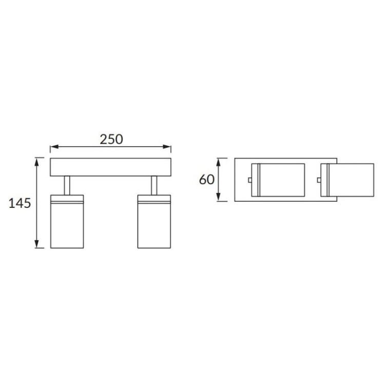 Spot 2-punktowy regulowany TENOR 2xGU10 2x20W biały IP44 STRÜHM wymiary.jpg