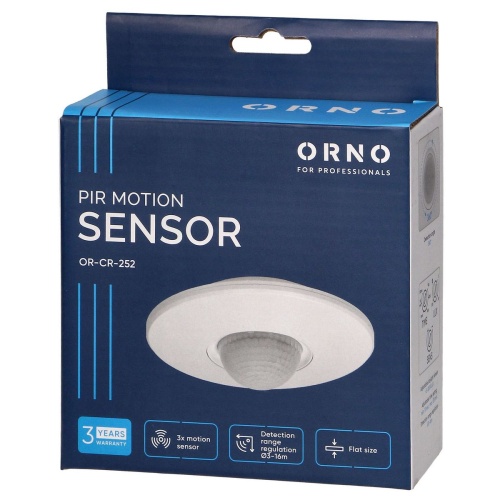 Czujnik ruchu PIR regulacja 360st. IP20 2000W OR-CR-252 ORNO 5902560325805