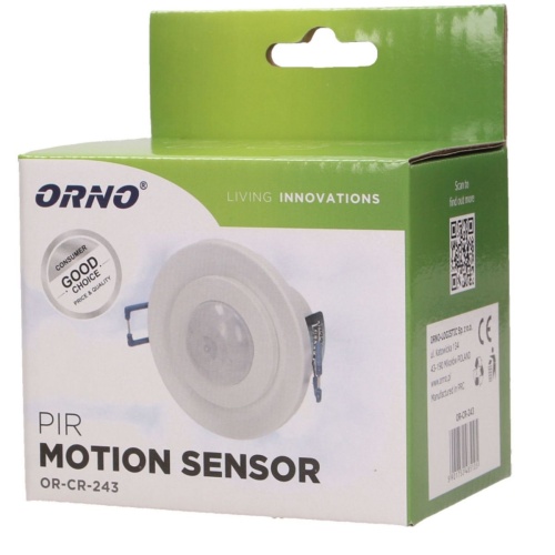 Czujnik ruchu PIR do wbudowania 360st. IP20 800W OR-CR-243 ORNO 5901752485105
