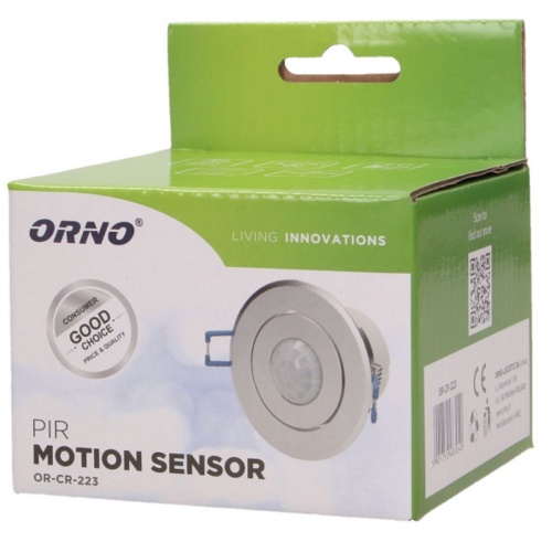 Czujnik ruchu do wbudowania regulowany 360st. IP20 1200W OR-CR-223 ORNO 5901752483040