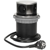 Gniazdo meblowe Ø10cm wysuwane z blatu z ładowarką USB przewód 1,5m 3x2P+Z 2xUSB INOX.