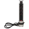 Gniazdo meblowe Ø6cm wysuwane z blatu z ładowarką USB blokadą przewód 1,8m 3x2P+Z