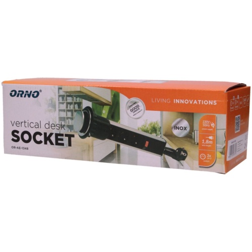 Gniazdo meblowe Ø6cm wysuwane z blatu z blokadą przewód 1,8m 3x2P+Z INOX. 5901752487581