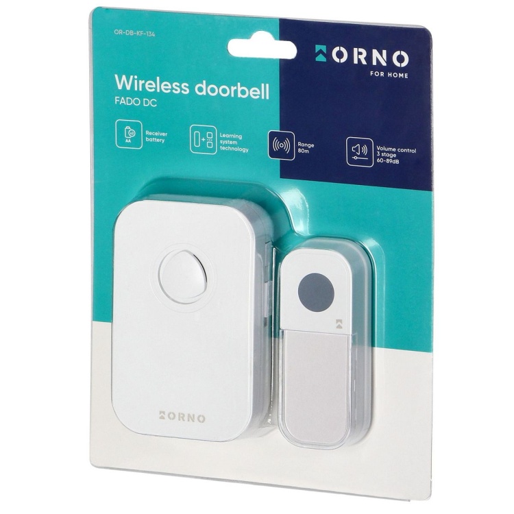 Dzwonek bezprzewodowy FADO DC, bateryjny, learning system, 36 dźwięków, 80m 5902560328417