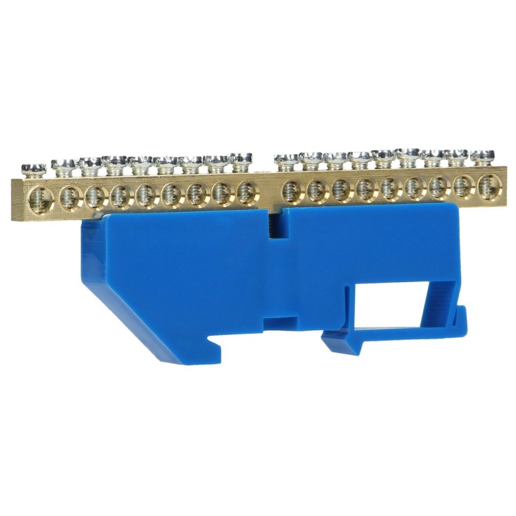 Listwa zaciskowa N  na szynę TH35 18 przewodów  niebieska