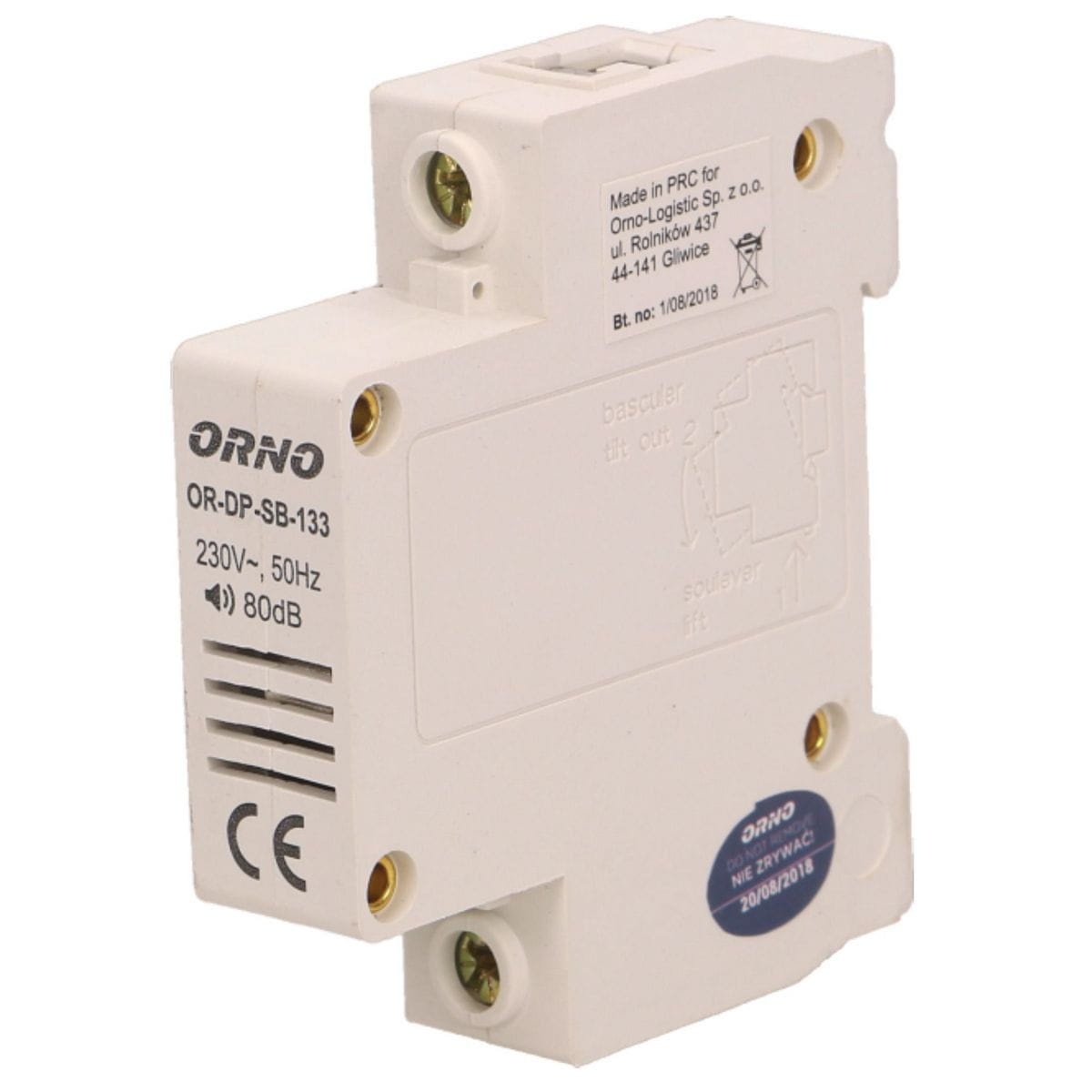 Dzwonek przewodowy na szynę DIN-1 moduł.