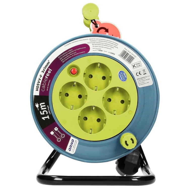 Przedłużacz bębnowy MINI 4 gniazda 2P+Z H05VV-F. 5902560325263