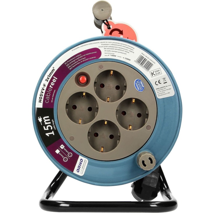 Przedłużacz bębnowy MINI 4 gniazda 2P+Z H05VV-F. 5902560324402