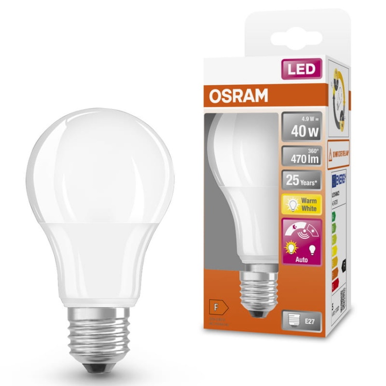 Żarówka LED E27 STAR+ CLASSIC A40 z czujnikiem zmierzchu 6W=40W 470lm 2700K OSRAM żaróka z opakowaniem.jpg